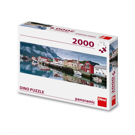 Puzzle - Puzzle panoramic, Orasul pescarilor, 2000 piese - DINO TOYS