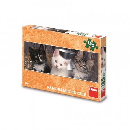 Puzzle - Puzzle panoramic Pisicute, 150 piese - DINO TOYS