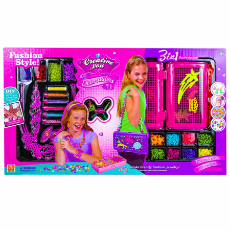 Creativitate - Arts & Crafts - Set creativ, 3in1 - Gentuta, bratari, colier