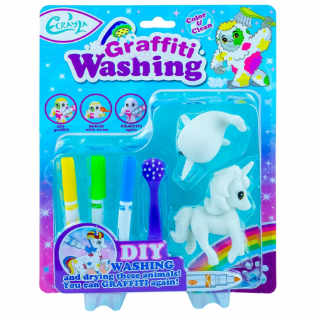 Creativitate - Arts & Crafts - Set creativ, Animalute care pot fi desenate si spalate, 2 buc/set