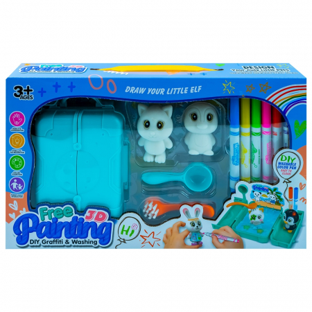 Creativitate - Arts & Crafts - Set creativ, Animalute care pot si desenate si spalate