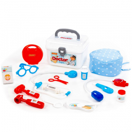 Papusi si accesorii - Set doctor in gentuta, 15 piese, 21.1x17.5x15.5 cm, Polesie