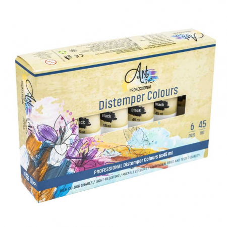 TEMPERA - Tempera Art, NEGRU, 45ml, 6buc/set - ARTLINE