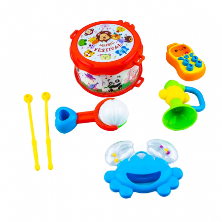 Jucarii bebelusi - Tobita + jucarii zornaitoare, 8 buc/set