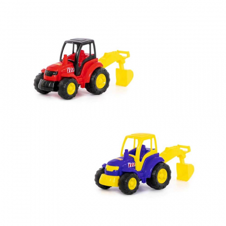 Masini Plastic - Metal - Tractor-excavator - Champion, 36x22x31 cm, Polesie
