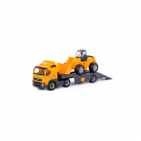Set Masini - Set Motociclete - Trailer+excavator - Volvo PowerTruck, 89x19x25 cm, Wader