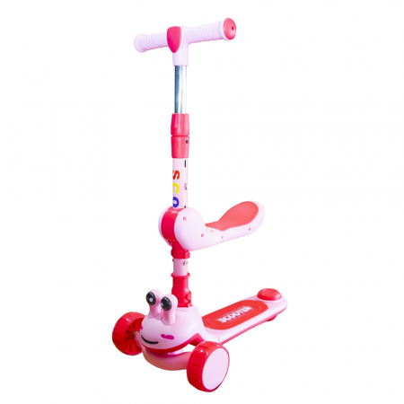 Biciclete - Trotinete - Triciclete - Trotineta cu scaunel, roti silicon, cu led - Broscuta