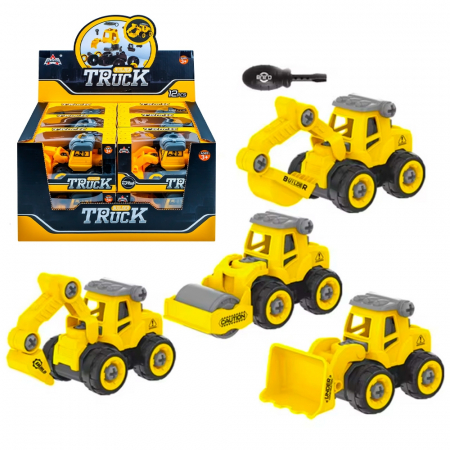 Cuburi constructie si jocuri constructii - Utilaje demontabile, 12 buc/set
