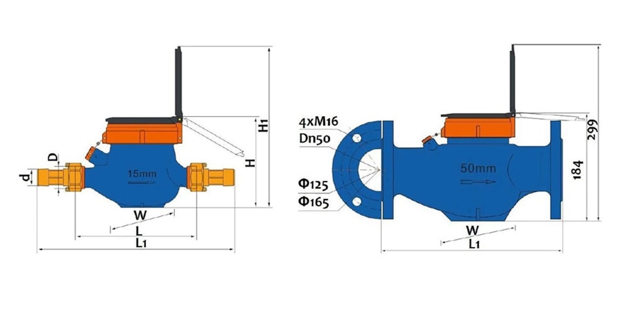 Contor de apa rece multijet cu mecanism umed, 5/4", R160, exterior [3]