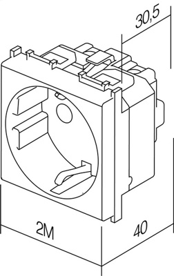 Modul Priză SCHUKO 1P 16A ST IP20 Alb [3]