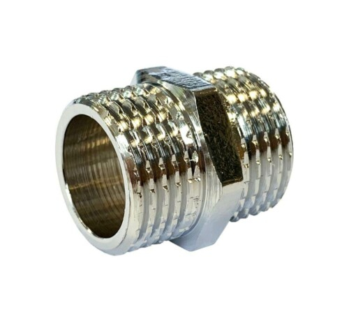 Niplu din alama cromata filet exterior-filet exterior, pentru imbinari prin filet GOBE [1]