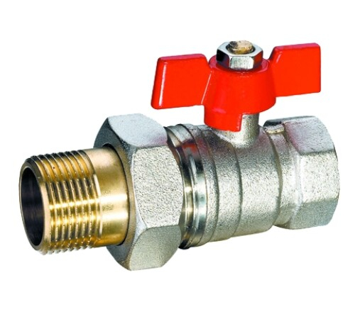 ROBINET DE TRECERE PENTRU APA CU BILA SI FLUTURE, RACORD OLANDEZ, GOBE, FILET INTERIOR-EXTERIOR [1]