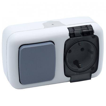 Intrerupatoare clasice - Intrerupator simplu + Priza shuko ELEGANT, MF0012-85800, COMTEC