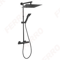 Robineti - Trevi Square - Sistem de dus cu baterie termostatata, negru mat