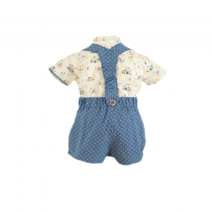 Camasa cu maneca scurta si pantaloni scurti bebe Albastru Miranda 9 luni [2]