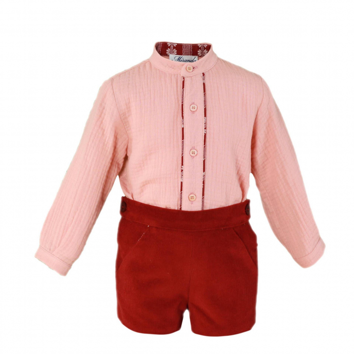 Camasa si pantaloni scurti rosii bebe baiat Miranda 24-30 luni [1]
