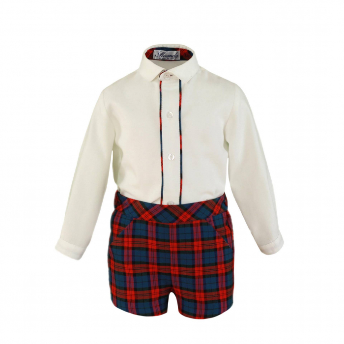 Camasa si pantaloni scurti rosii bebe baiat Miranda 18-24 luni [1]