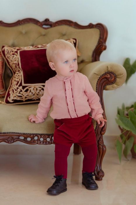 Camasa si pantaloni scurti rosii bebe baiat Miranda 24-30 luni [3]