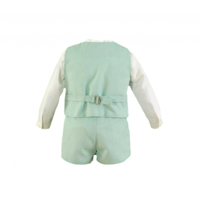 Camasa si Vesta si pantaloni scurti bebelusi Verde cu Alb Miranda 12 luni [2]