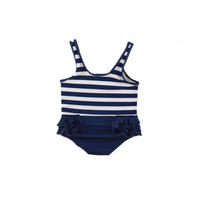 Costum de baie cu logo Miranda Alb cu albastru fete 3-14 ani [2]