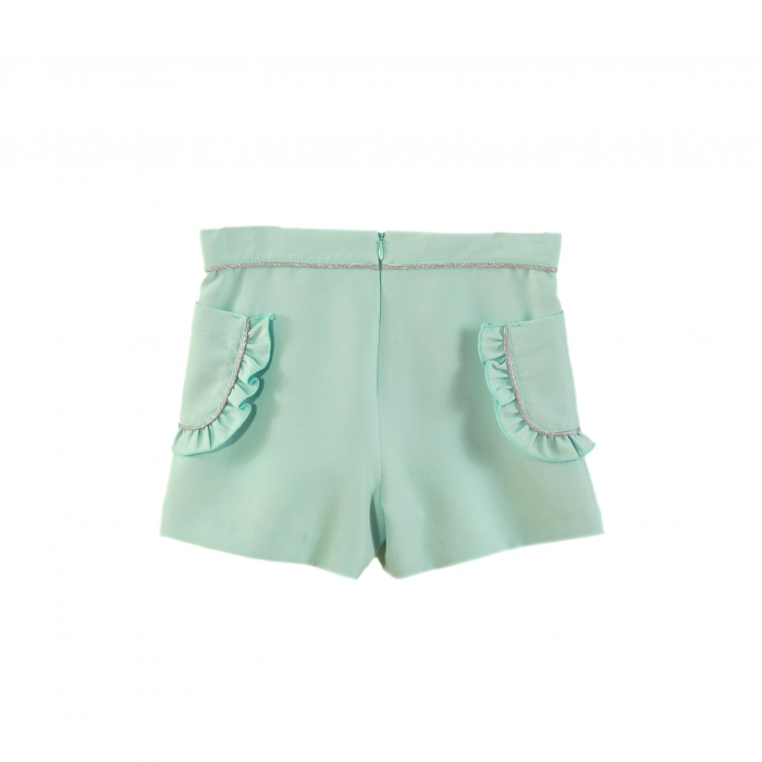 Fusta pantaloni verde cu buzunare si fermoar fete 8 ani Miranda [2]