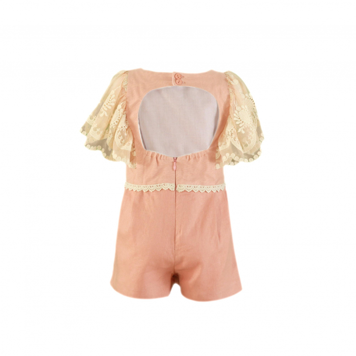 Salopeta roz cu dantela si spatele gol fete 4-5 ani Miranda [2]