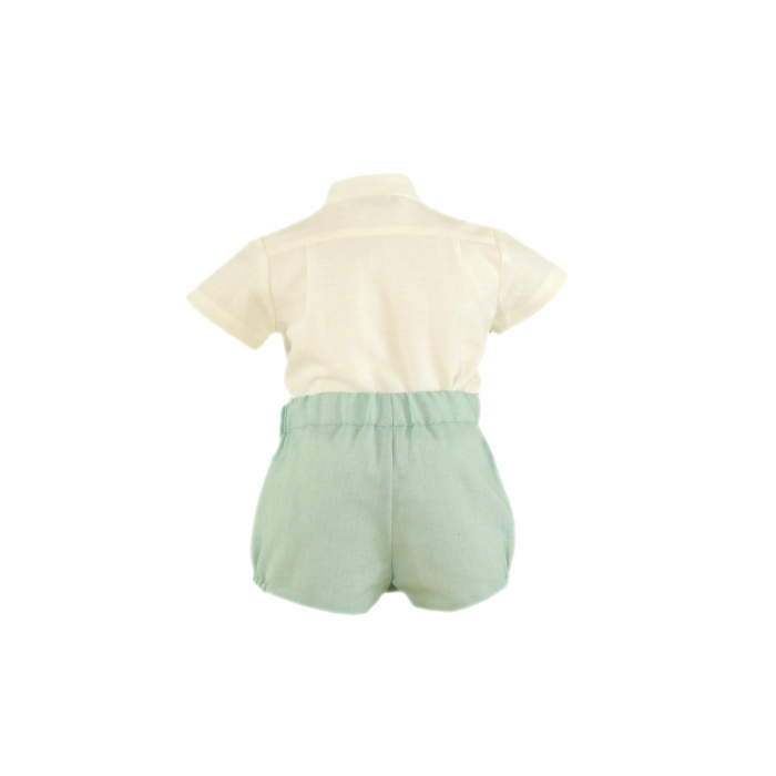 Set camasa alba cu maneca scurta si pantaloni bebe baiat Miranda 9 luni [2]