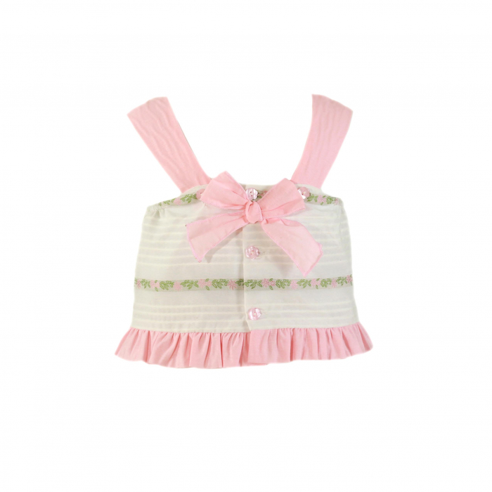 Top alb cu roz cu bretele si fundita 2-6 ani Miranda [2]