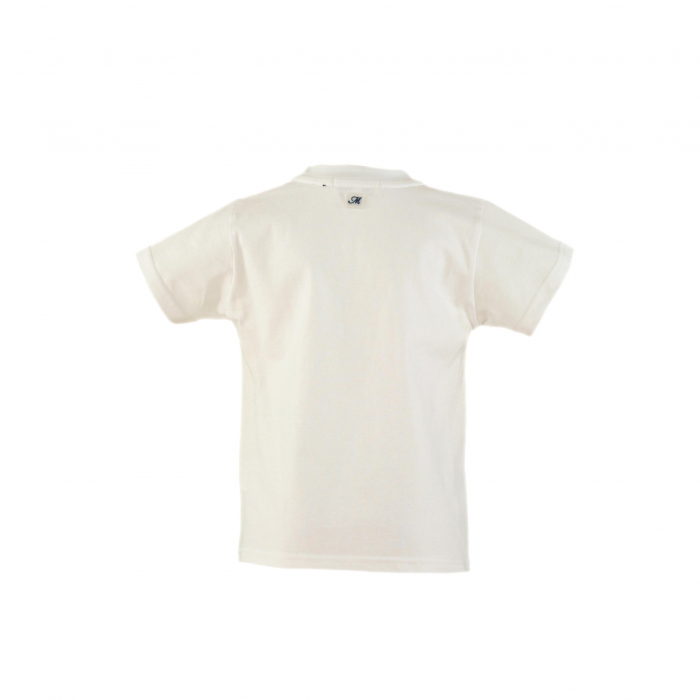 Tricou baieti Miranda Alb cu dungi orizontale albastre si galbene 4-8 ani [2]