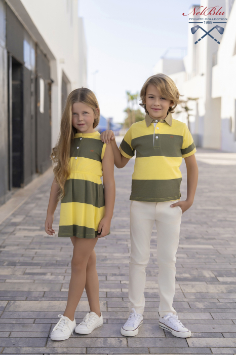 Tricou Polo cu dungi verzi si galbene [4]