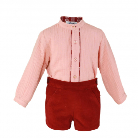 Baieți 2-18ani - Camasa si pantaloni scurti rosii bebe baiat Miranda 24-30 luni