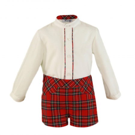 Baieți 2-18ani - Camasa si pantaloni scurti rosii bebe baiat Miranda 30 luni