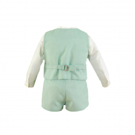 Camasa si Vesta si pantaloni scurti bebelusi Verde cu Alb Miranda 12 luni [1]