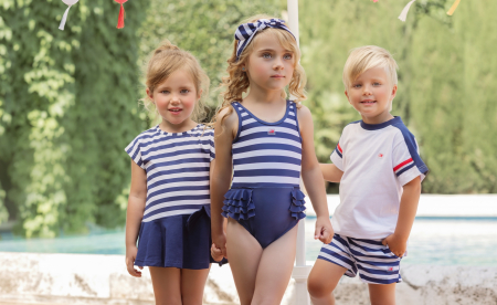 Costum de baie din doua piese fete Miranda Alb cu albastru 2-8 ani [2]