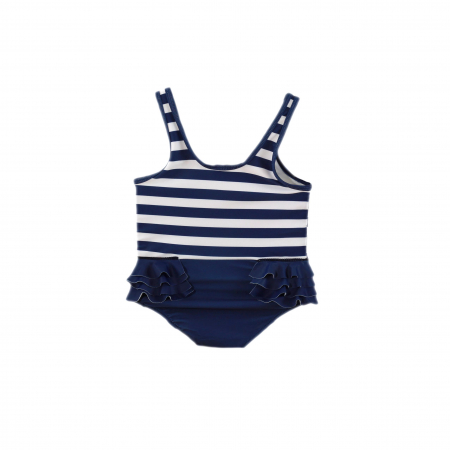 Costum de baie cu logo Miranda Alb cu albastru fete 3-14 ani [1]