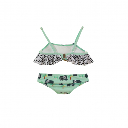 Costum de baie fete din doua piese Verde cu elefanti Miranda 4-12 ani [1]
