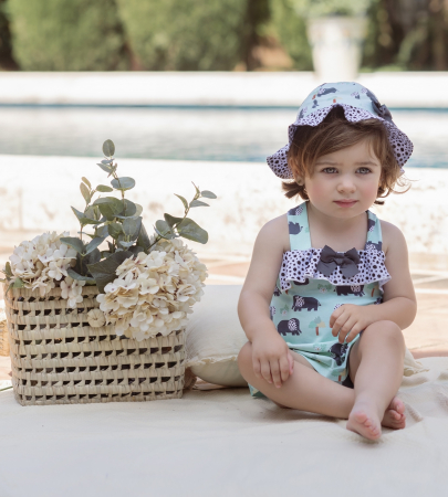 Costum de baie fetite cu bretele si imprimeu elefanti Miranda [2]