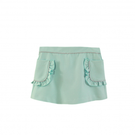 Fuste - Fusta pantaloni verde cu buzunare si fermoar fete 8 ani Miranda