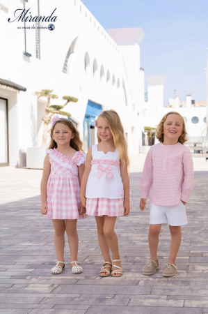 Fusta in carouri alb cu roz [2]