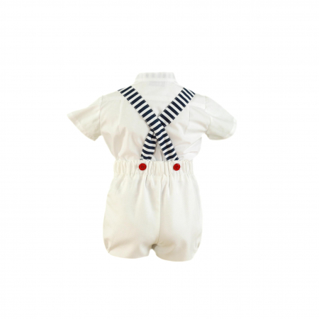 Pantaloni scurti si camasa cu maneca scurta alb cu albastru si rosu bebe baiat 1an Miranda [1]