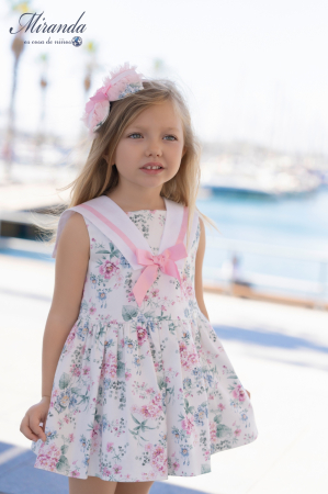 Rochita alba cu flori,guler si fundita [1]