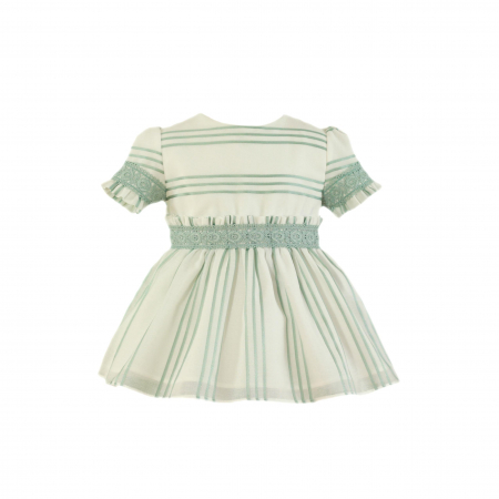 Rochii - Rochita bebe fetita Alb cu Verde Miranda 12-30 luni