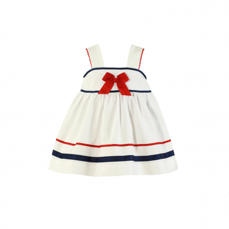 Bebe Fetițã - Rochita alb cu albastru si rosu bebe fetita Miranda