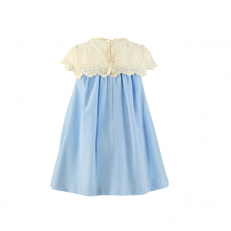 Rochita albastra cu dantela bej si nasturi fete 8 ani Miranda [1]