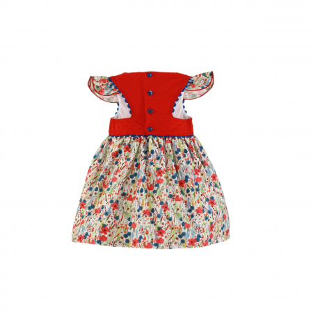 Rochita rosie cu spatele partial gol si nasturi fete 3-8 ani Miranda [1]