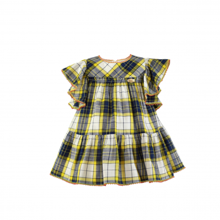 Rochii - Rochita galbena cu alb si albastru fete 2-6 ani Miranda