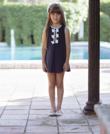 Rochie fete albastra cu fundite NelBlu [3]