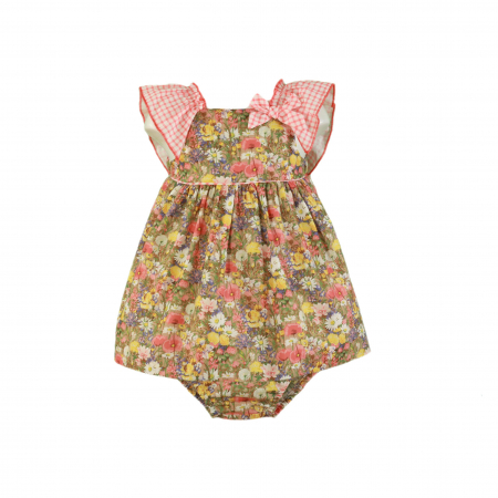 Toate produsele - Rochita cu chilotel cu volanase portocalie și maro bebe fetita 12-18 luni Miranda