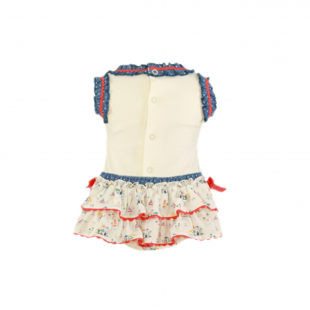 Rochita cu chilotel bebe fetita Albastru cu Rosu si Barcute Miranda 9 luni [1]