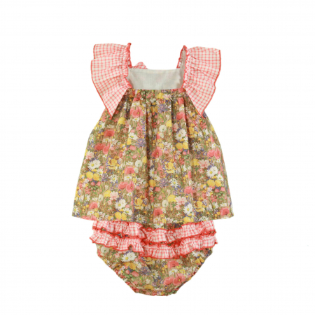 Rochita cu chilotel cu volanase portocalie și maro bebe fetita 12-18 luni Miranda [1]